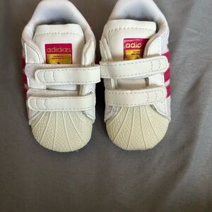 Adidas Kids Cream and Pink Sneakers